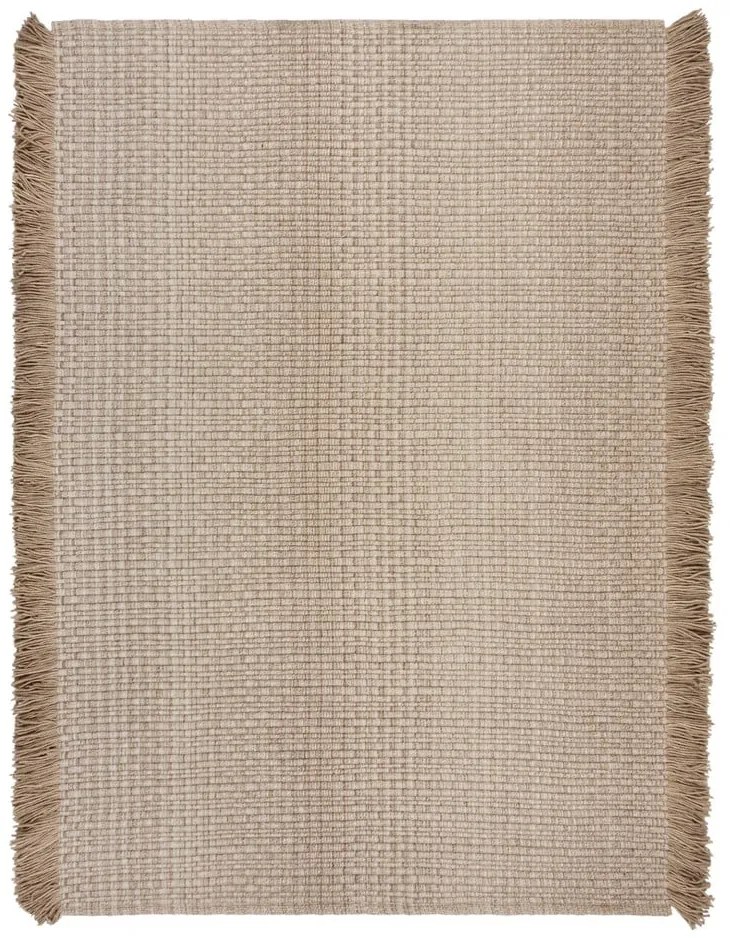 Bézs kézi szövésű gyapjúkeverék szőnyeg 160x230 cm Rene Fringed Ribbed – Flair Rugs
