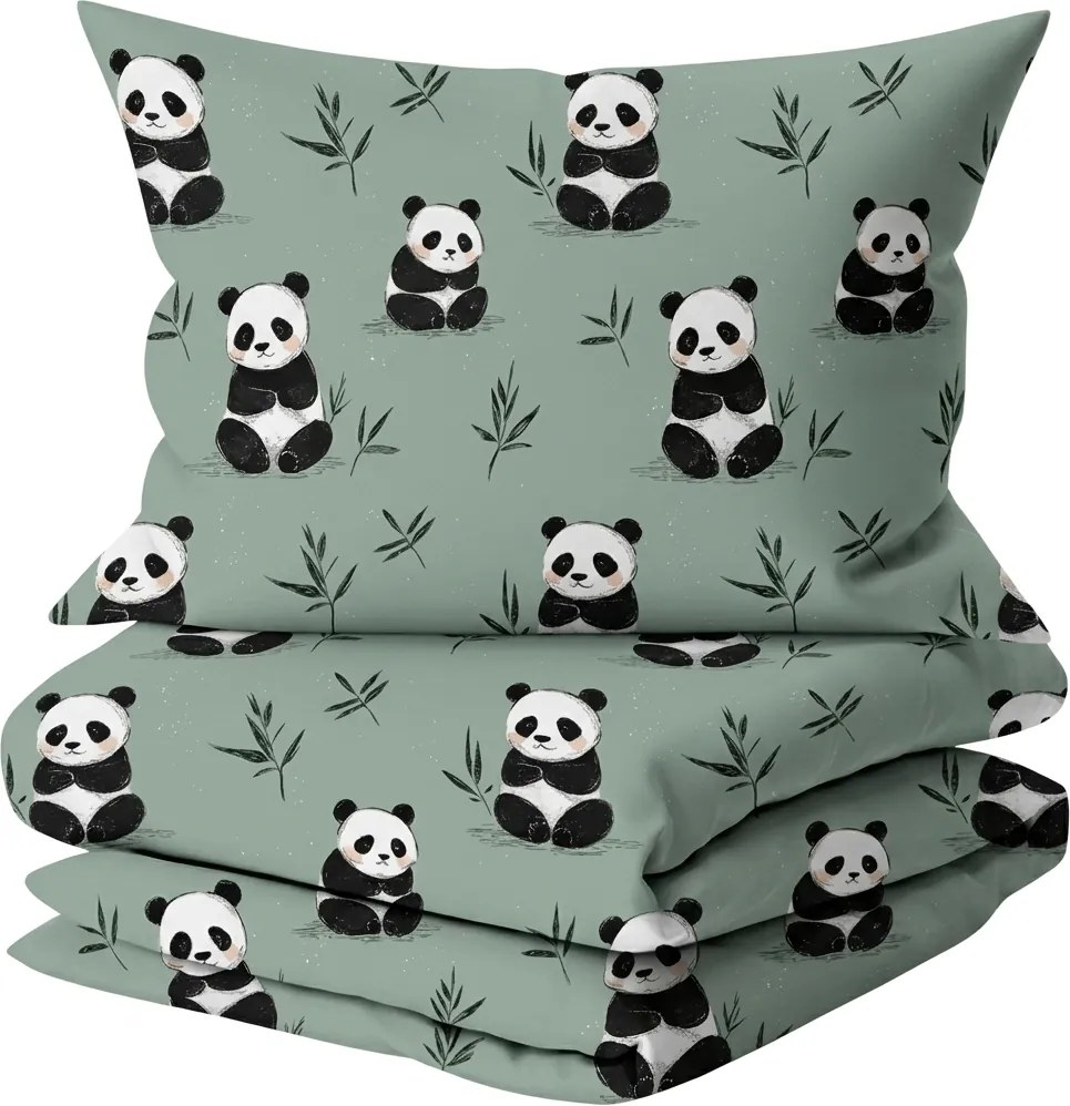 Mikroszálas ágynemű szett PANDA RELAX mentás + Párnahuzat 50 x 70 cm INGYENESEN