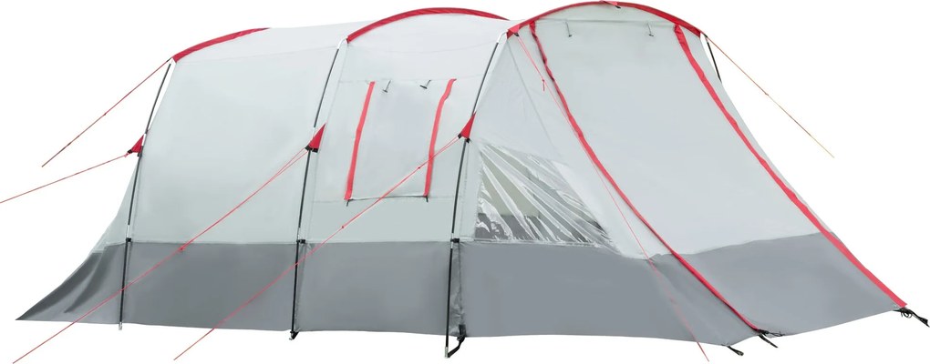 Outsunny Alagút Sátor 8 Főre, Kemping Sátor Hálószobával, Nappali, Családi Sátor Hordtáskával, Alátéttel, Csoportos Sátor 3 Ajtóval, 2000 mm Vízoszlop