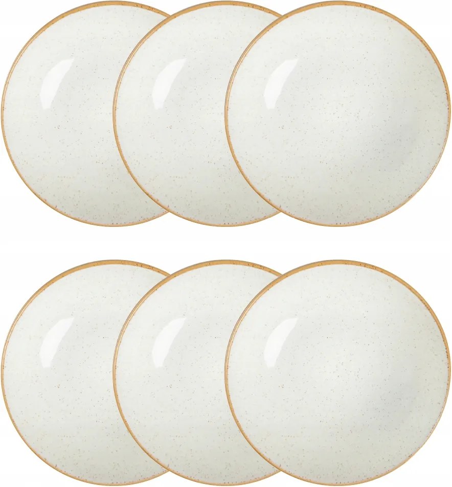 6 db-os mélytányér szett Morita 21 cm krémszínű Homla