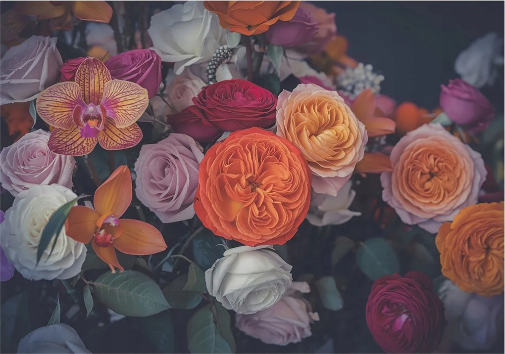 Divatos Flizelin Tapéta Ragasztóval Fali 3D Színes csokor 208x146 Ragasztó