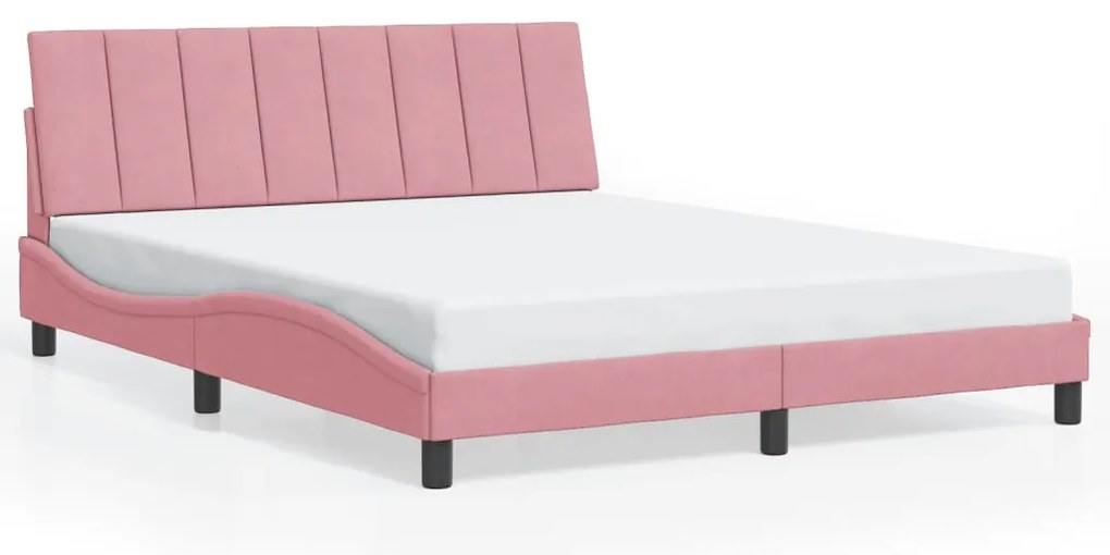 rózsaszín bársony ágykeret matrac nélkül Hanko 160 x 200 cm