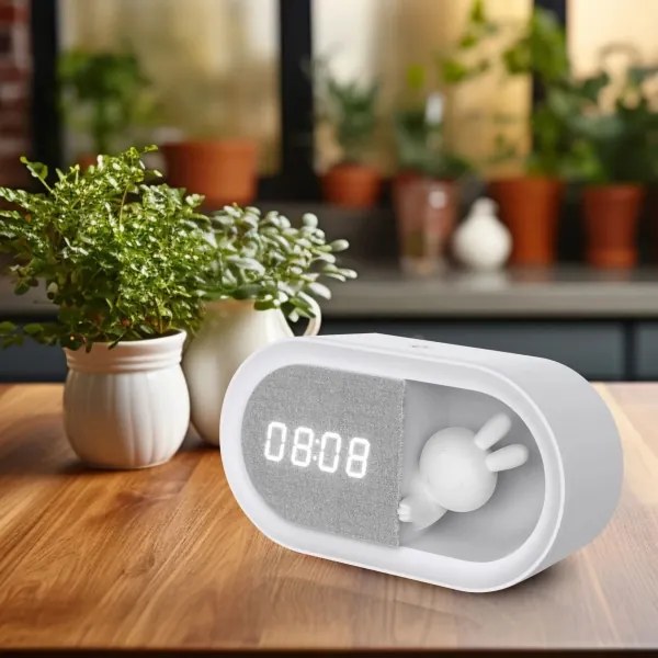LED állítható éjjeli lámpa ébresztővel BUNNY LED/1,2W/5V 3000K