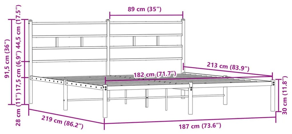 barna tölgy színű fejtámlás ágykeret matrac nélkül 183 x 213 cm