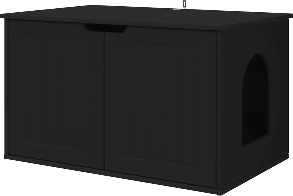 vidaXL Macska Ház Fekete 85 x 55 x 50,5 cm Faanyag