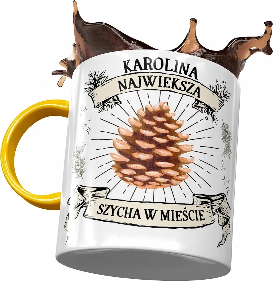 Sárga Bögre Karolina Barátnőnek Ajándék Nyomtatott Fotóval