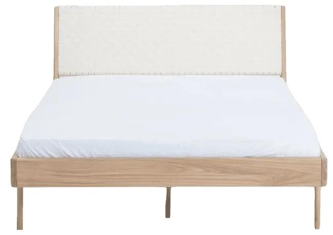 Fawn tömör tölgyfa ágy fehér fejtámlával, 140 x 200 cm - Gazzda