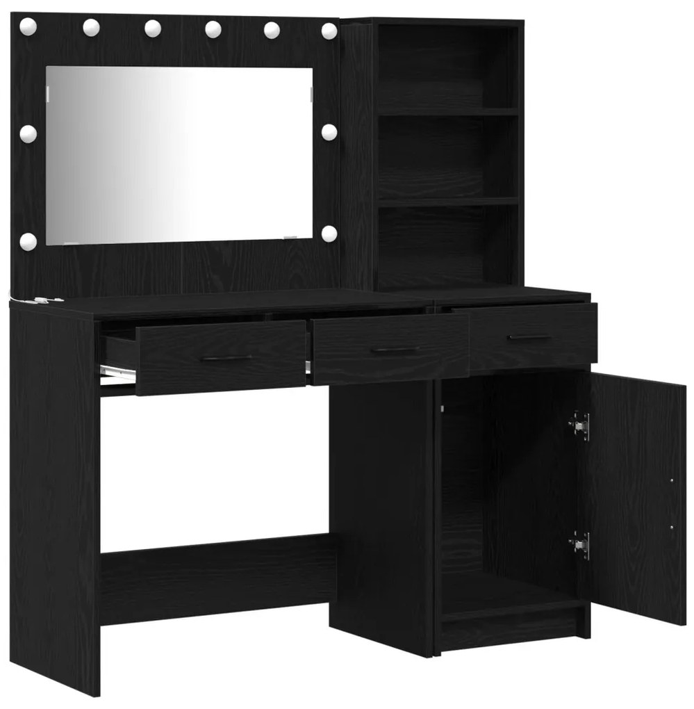 Öltözködőasztal fiókkal 2 pcs Fekete 78.5 x 41 x 135 cm Faanyag