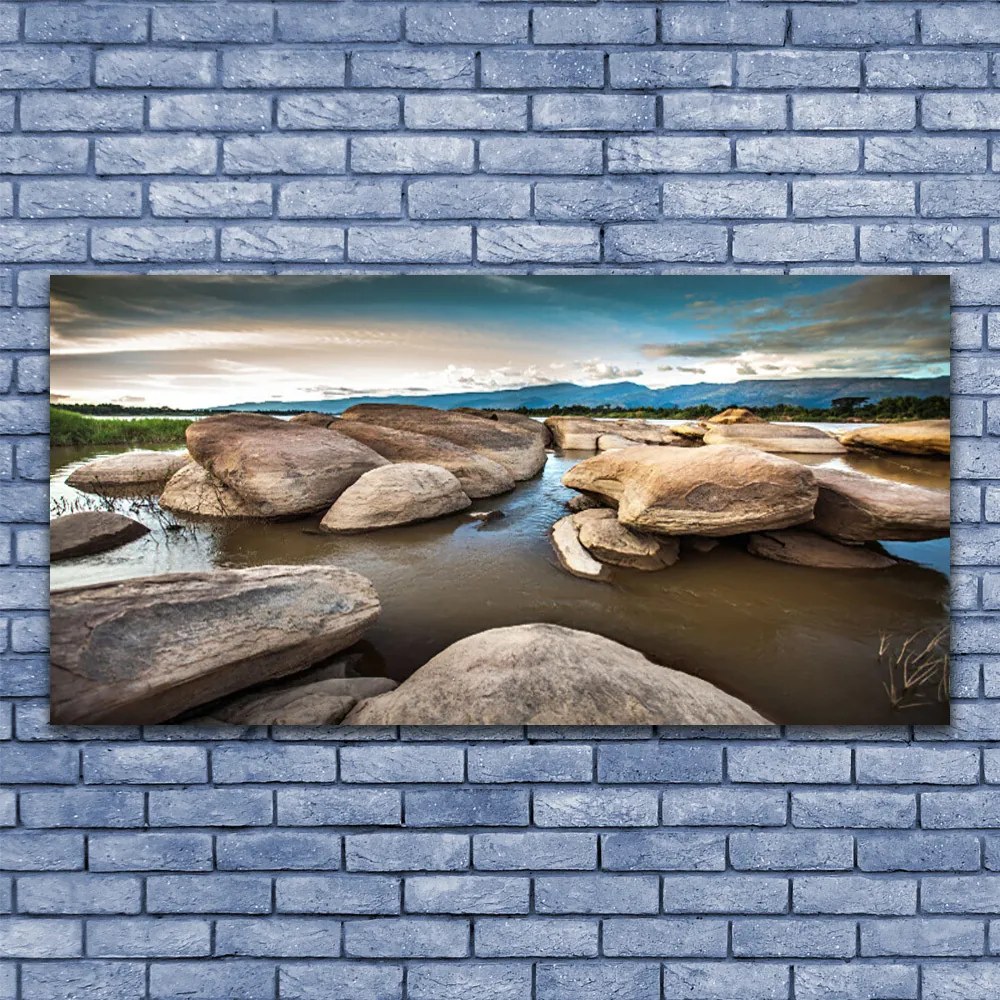 Üvegkép falra szikla táj 100x50 cm