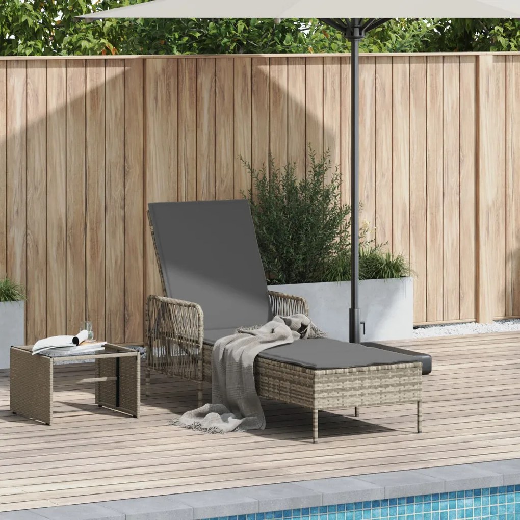 Napágy Világosszürke PE rattan 157 x 55 x 92 cm Összecsukható
