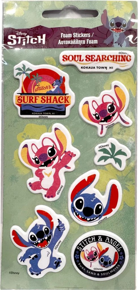 Disney Lilo és Stitch, A csillagkutya Surf Shack pufi szivacs matrica szett