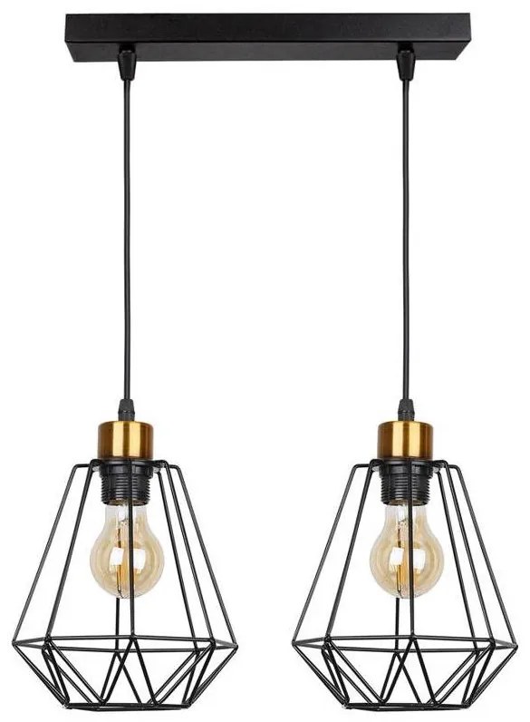 Csillár zsinóron PRIMO 2xE27/60W/230V fekete/arany