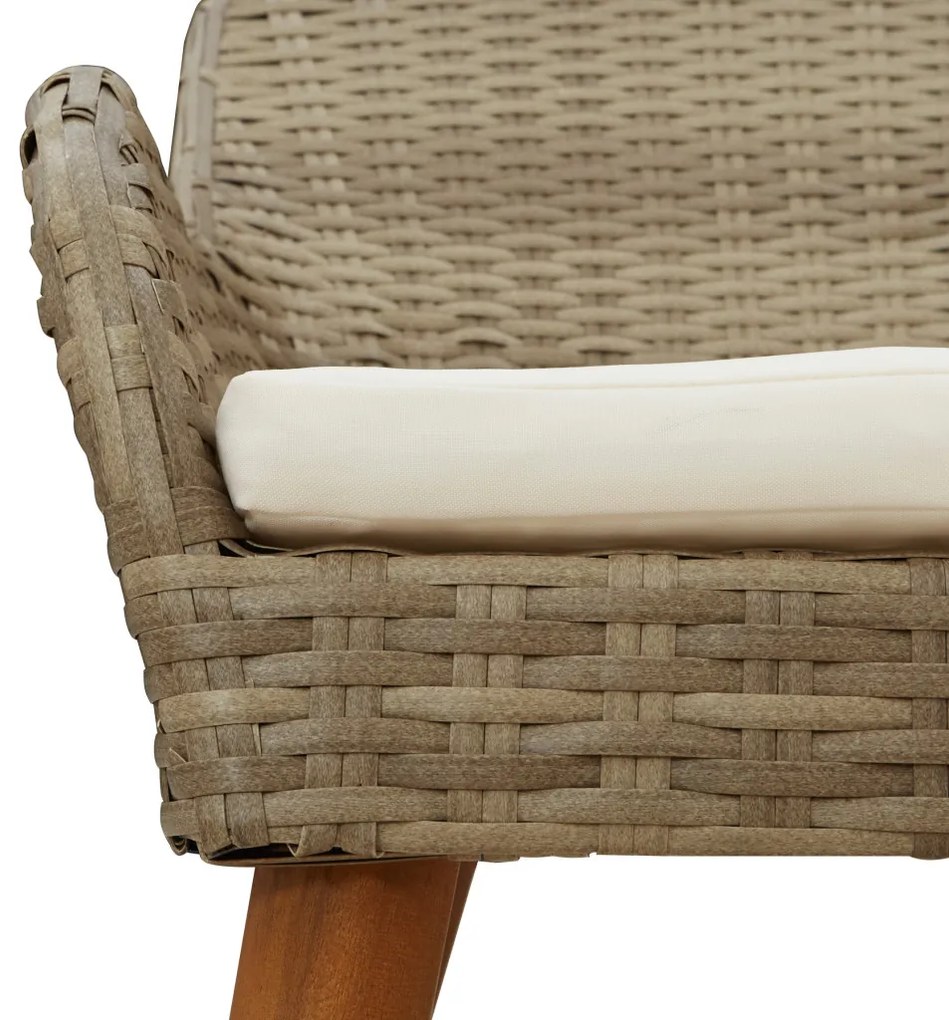 3 részes Kert Étkező Szett Bézs Poly Rattan