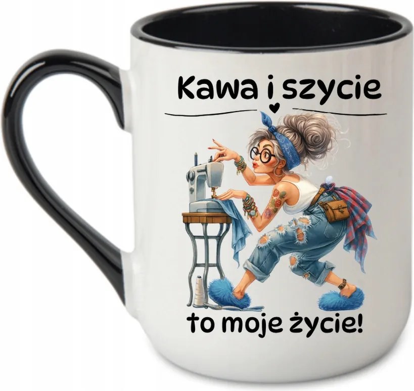 Bögre Kávé és varrás az életem Ajándék Varrónőnek Fekete 330 coffee