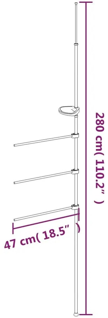 alumínium törülközőtartó 47 x 280 cm