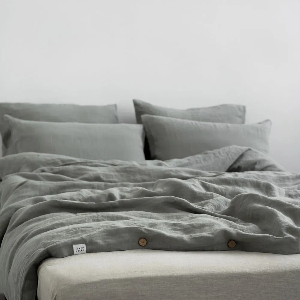 Khaki kétszemélyes hosszabbított len ágyneműhuzat 200x220 cm – Linen Tales