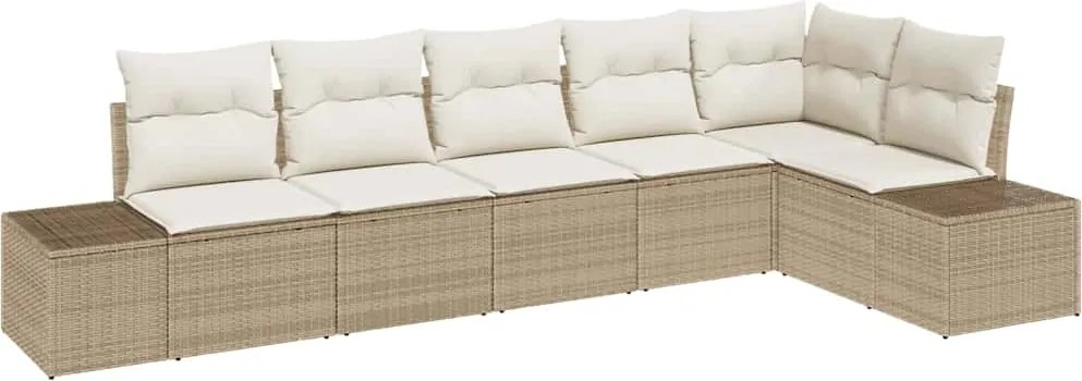 vidaXL Kerti Kanapé Szett tárolóval 6 pcs Beige és krém polirattan