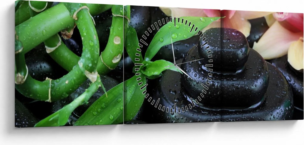 Kép - Kövek és orchideák (órával) (90x30 cm)