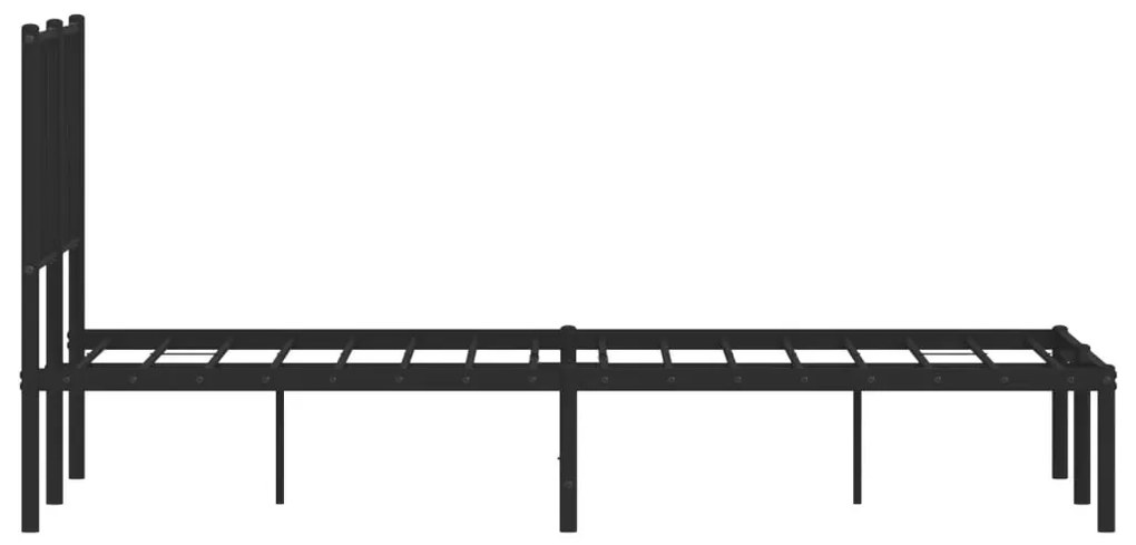 fekete fém ágykeret fejtámlával 120 x 200 cm