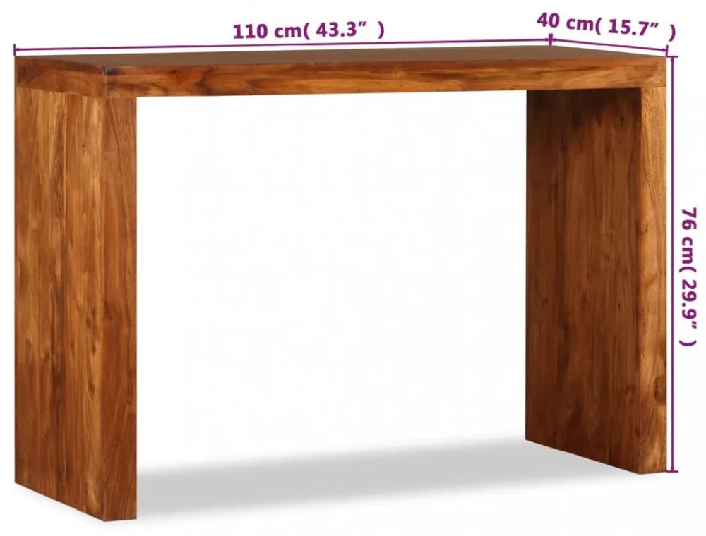 tömör fa konzolasztal mézszínű bevonattal 110 x 40 x 76 cm