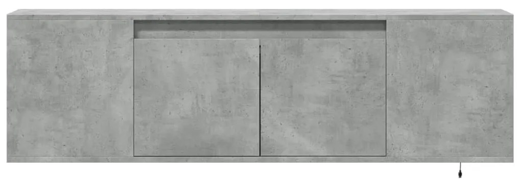 betonszürke falra szerelhető TV-szekrény LED-del 135x31x39,5 cm