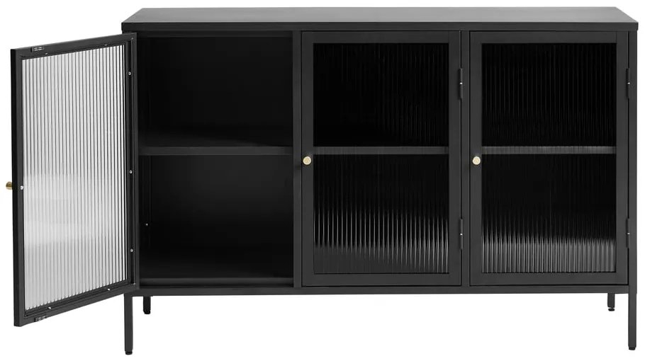 Fekete fém tálalószekrény 132x85 cm Bronco – Unique Furniture