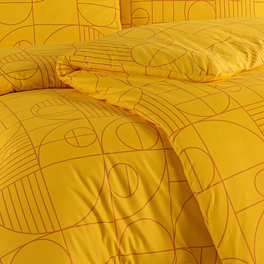 BedTex pamut ágynemő Geo Ray Flower, 220 x 200 cm, 2 db 70 x 90 cm, 220 x 200 cm, 2 db 70 x 90 cm