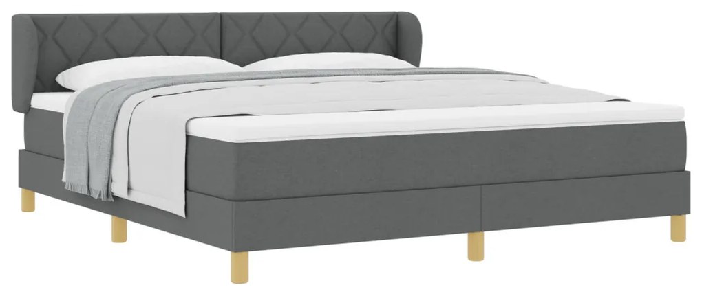 Boxspring Ágy Matraccal - Sötétszürke, 180x200 cm, Szövet