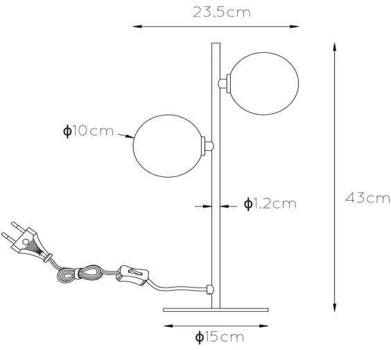 Lucide 45574/02/02 - Asztali lámpa TYCHO 2xG9/28W/230V arany