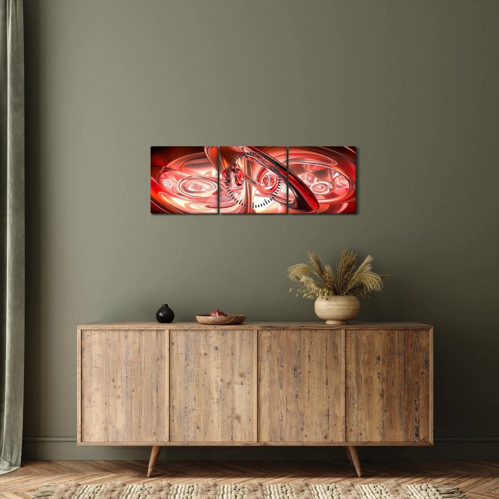 Kép - piros formák (órával) (90x30 cm)