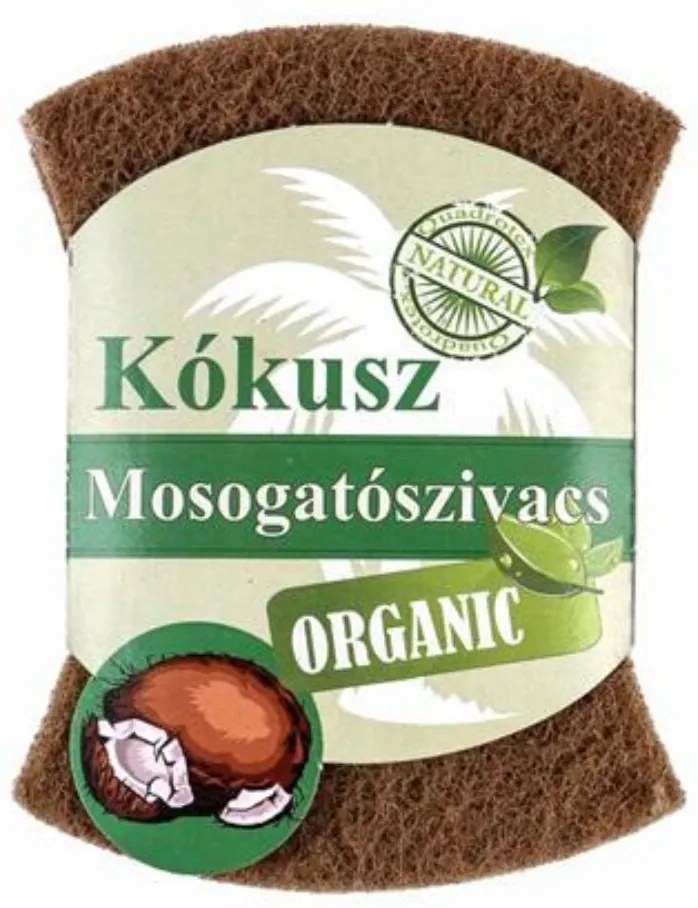 Mosogatószivacs, 2 db, BIO NATURAL, kókusz (KHK619)