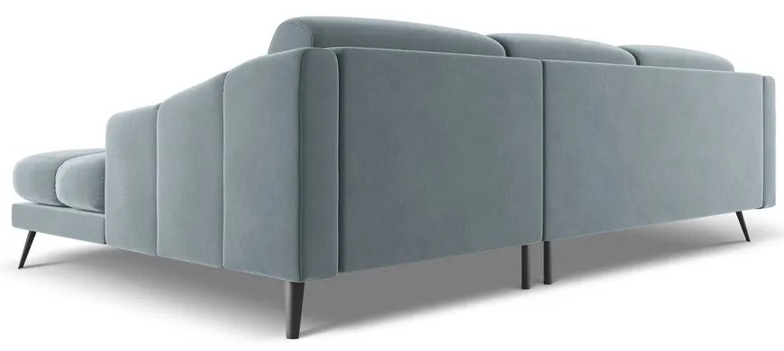 Világoskék bársony sarokkanapé (jobb oldali) Nalu – Makamii