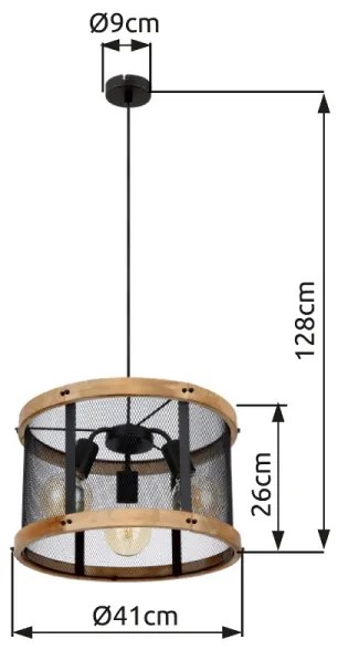Globo 15661H1 - Csillár zsinóron JEANIE 3xE27/40W/230V átm. 40 cm