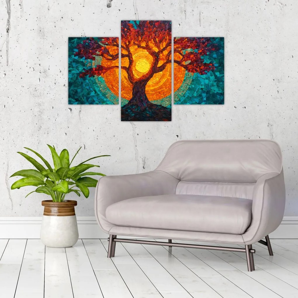 Kép - Az élet fája és a nap mozaikban (90x60 cm)