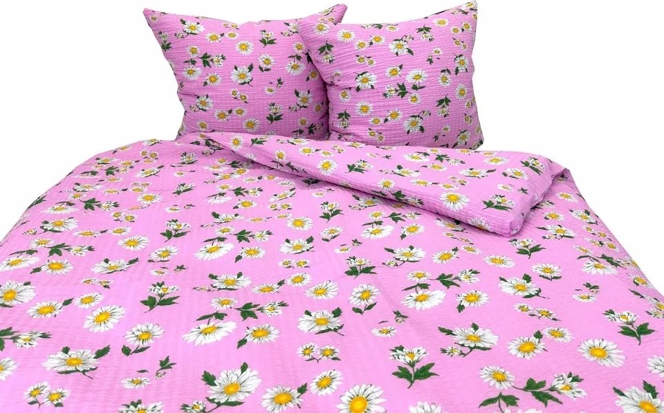Lux kéreg ágyneműhuzat 160x200 0060-1 rózsaszín kamilla virág