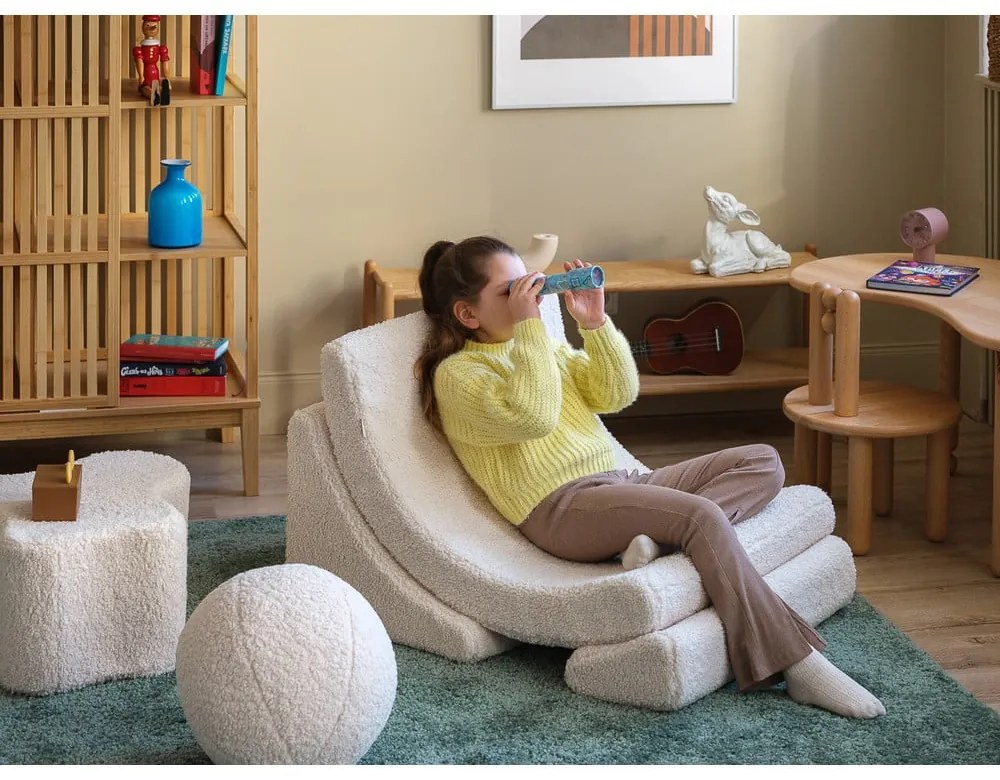 Krémszínű buklé gyerek puff Cloud – Wigiwama