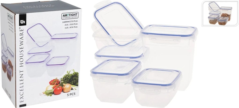 Koopman 5 darabos műanyag üvegkészlet Excelent zárófedéllel