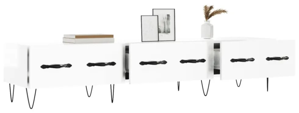fehér magasfényű szerelt fa TV-szekrény 150x36x30 cm