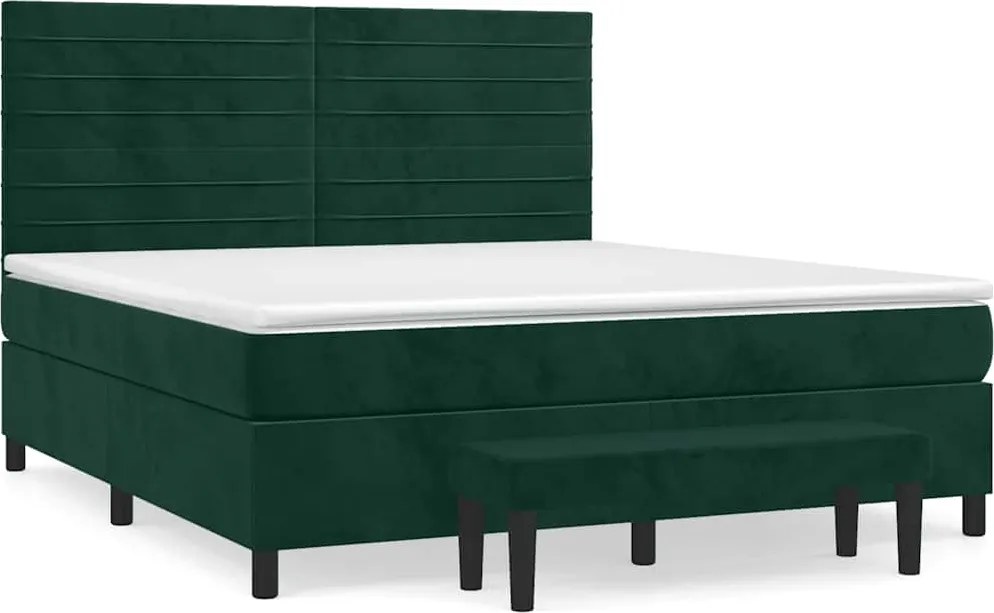 vidaXL sötétzöld bársony rugós ágy matraccal 160x200 cm