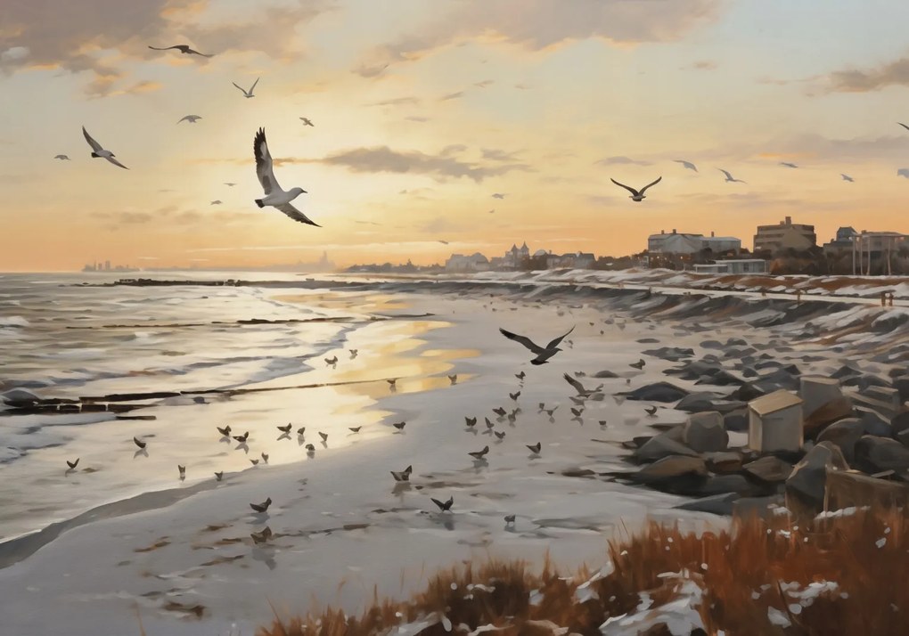 Poszter 66,5x46,5cm Alkonyat a tengerparton