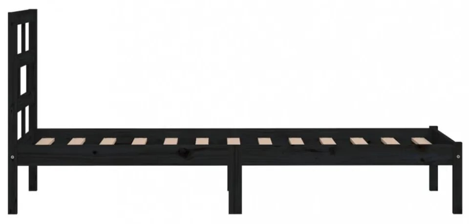 fekete tömör fa ágykeret 75 x 190 cm (Small Single)