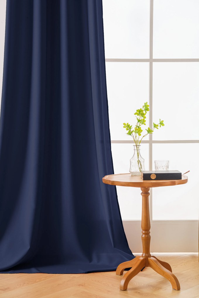 Függöny OXFORD LIGHT 140x250 cm, sötétkék Felfüggesztés: Fém gyűrűk