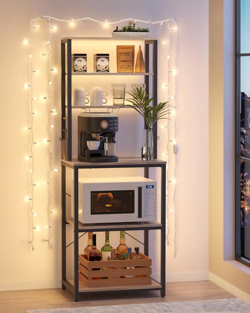 Konyhai tárolóállvány, 40 × 60 × 167 cm, greige és fekete színben