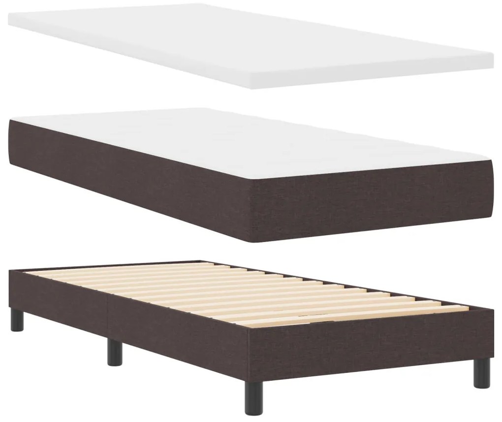 Boxspring Ágy Matraccal Sötétbarna 100x200 cm Szövet