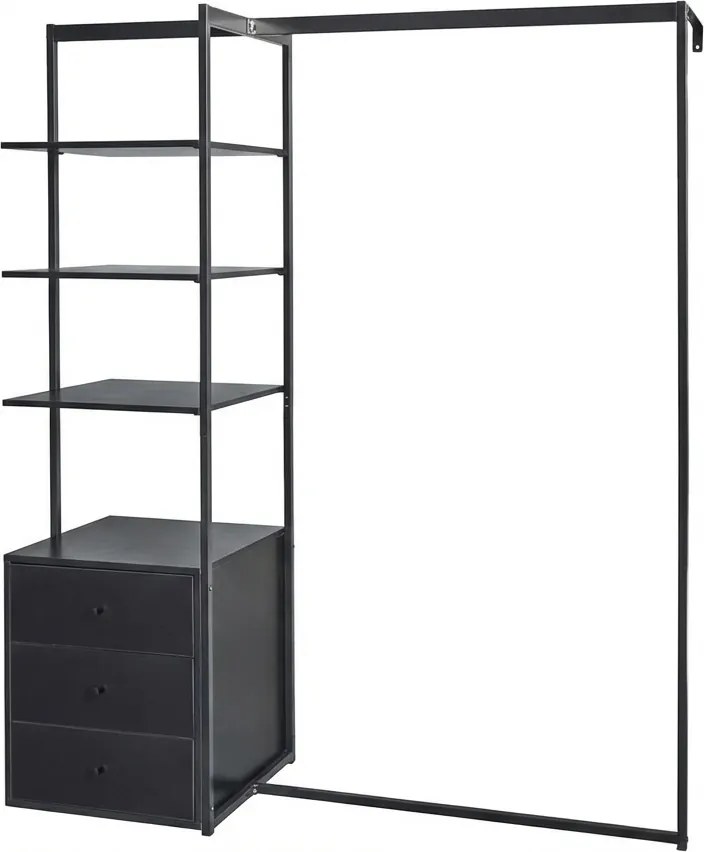 Ruhaállvány polccal ARDEO 150x180 cm, fekete