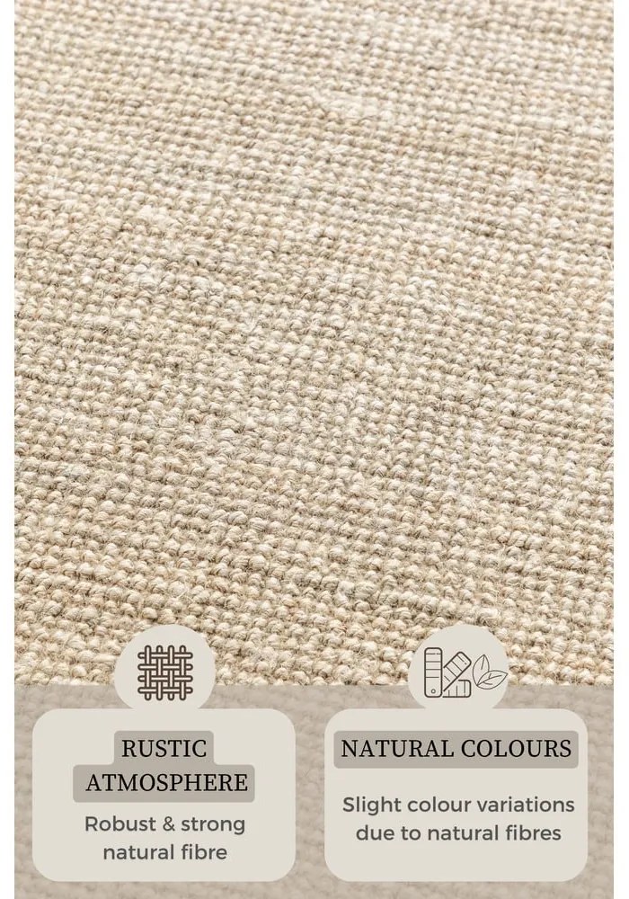 Krémszínű juta futószőnyeg 80x200 cm Bouclé – Hanse Home