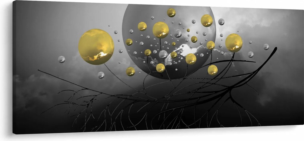 Arany absztrakt gömbök képe (120x50 cm)