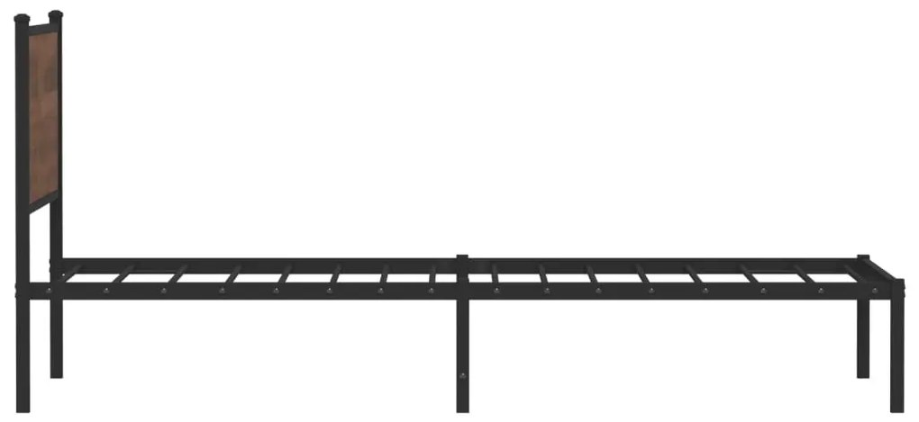 barna tölgy színű fém ágykeret matrac nélkül 100 x 190 cm