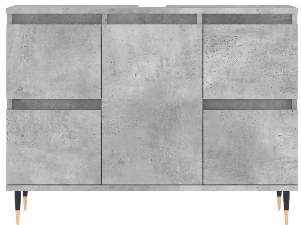 Betonszürke szerelt fa fürdőszobaszekrény 80 x 33 x 60 cm