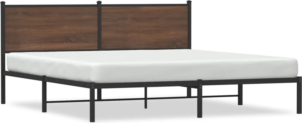 vidaXL barna tölgy színű fém ágykeret matrac nélkül 183 x 213 cm